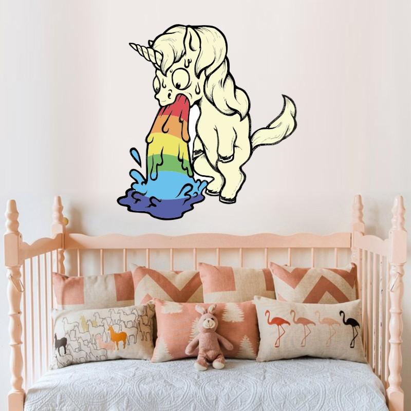 Funny Unicorn Vomiting Rainbow Toilet Sticker