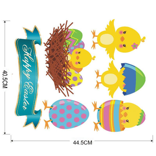 Happy Easter Egg Chicken Wall Sticker Living Room Bedroom Jh1037