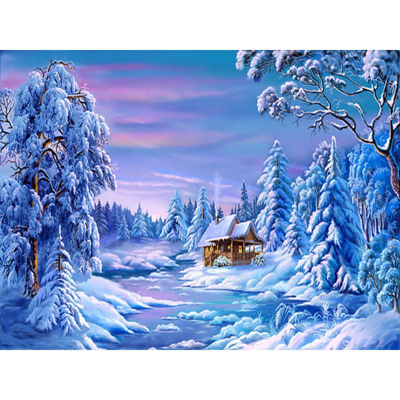 DIY 5D Diamond Painting House Diamond Embroidery Winter Snow Scenery Full Square/Round