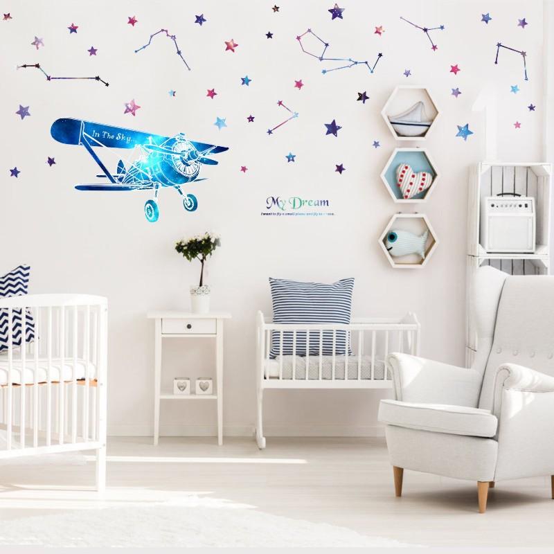 My Dream Wall Sticker Star Plane Bedroom Wall Decoration PVC Graffiti Sticker