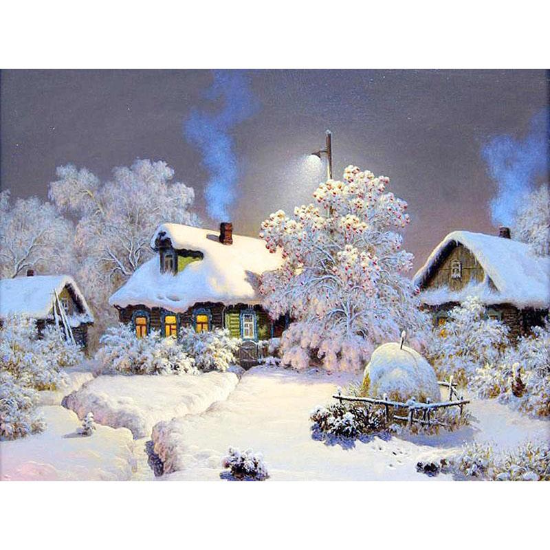 DIY 5D Diamond Painting House Diamond Embroidery Winter Snow Scenery Full Square/Round