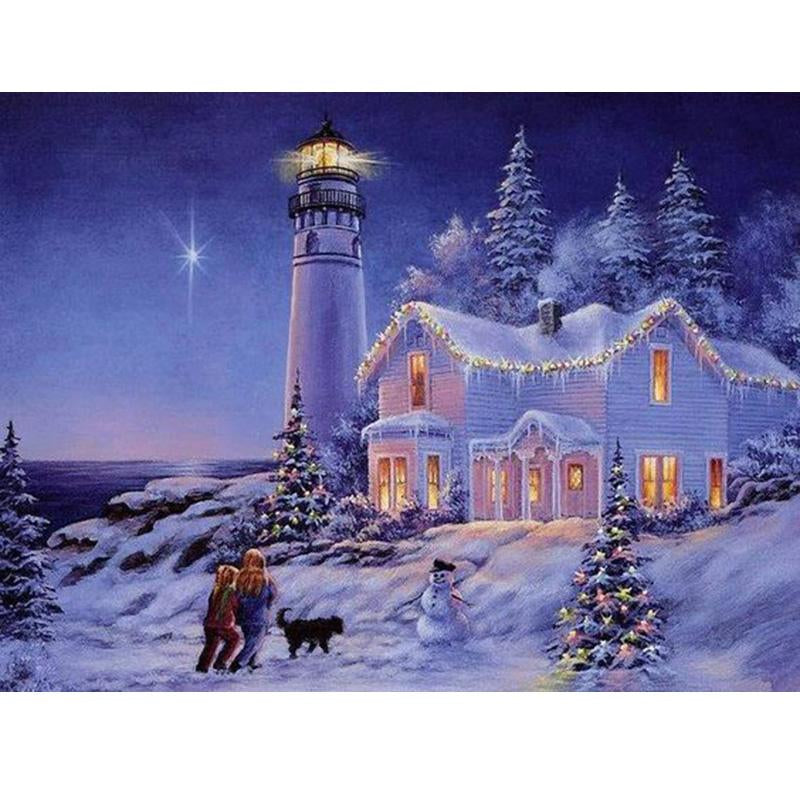DIY 5D Diamond Painting House Diamond Embroidery Winter Snow Scenery Full Square/Round