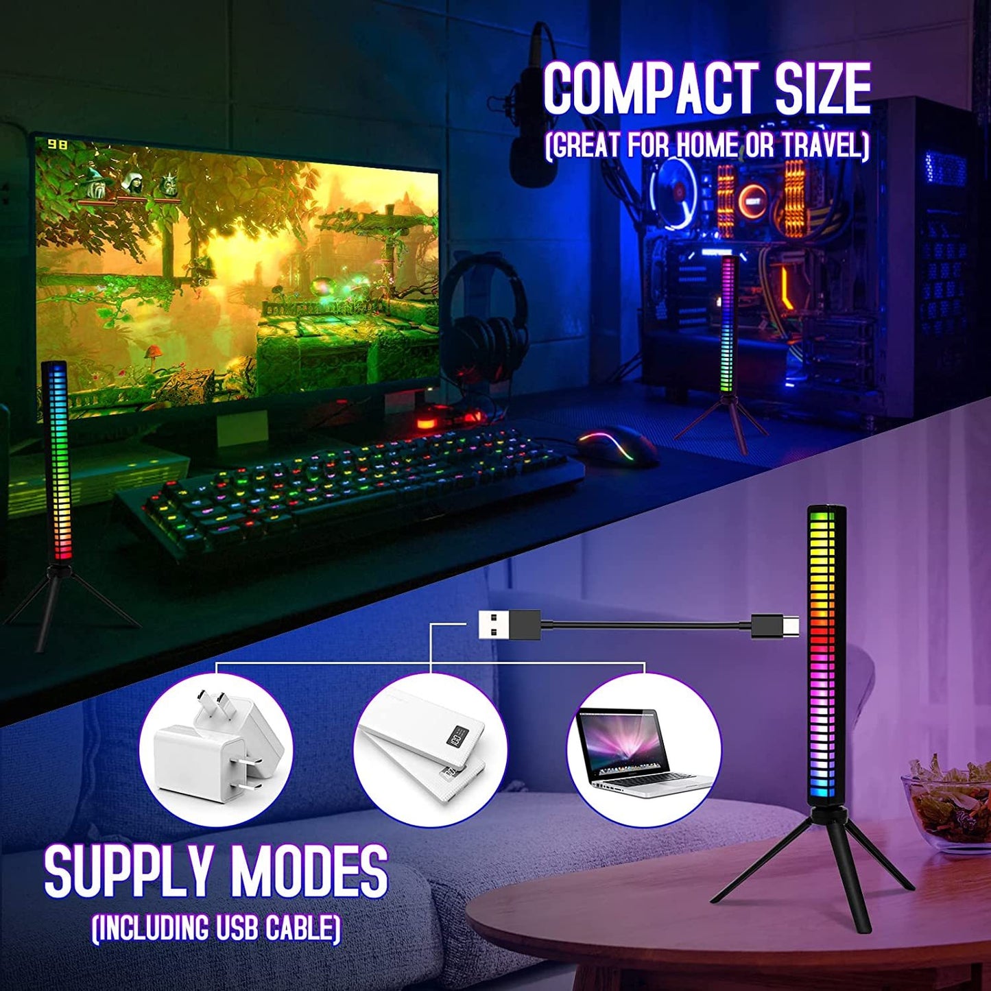 RGB Sound Control Music Pickup Rhythm Lights with APP & Built-in Battery
