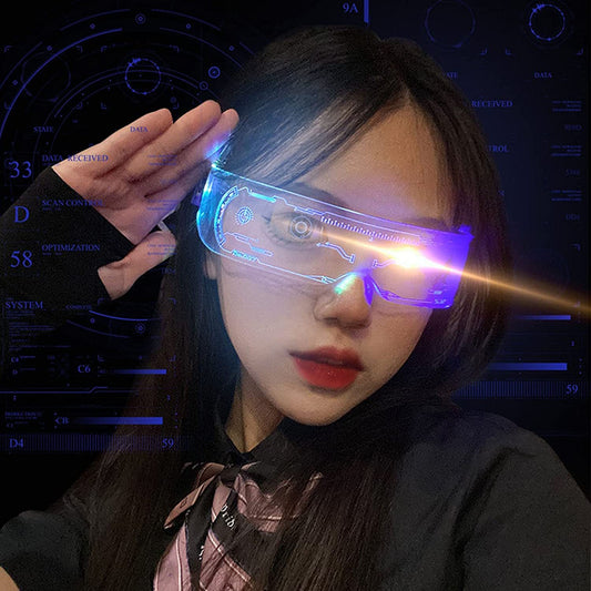 LED Visor Glasses Cyberpunk, Light Up Glasses with 7 Colors and 5 Modes
