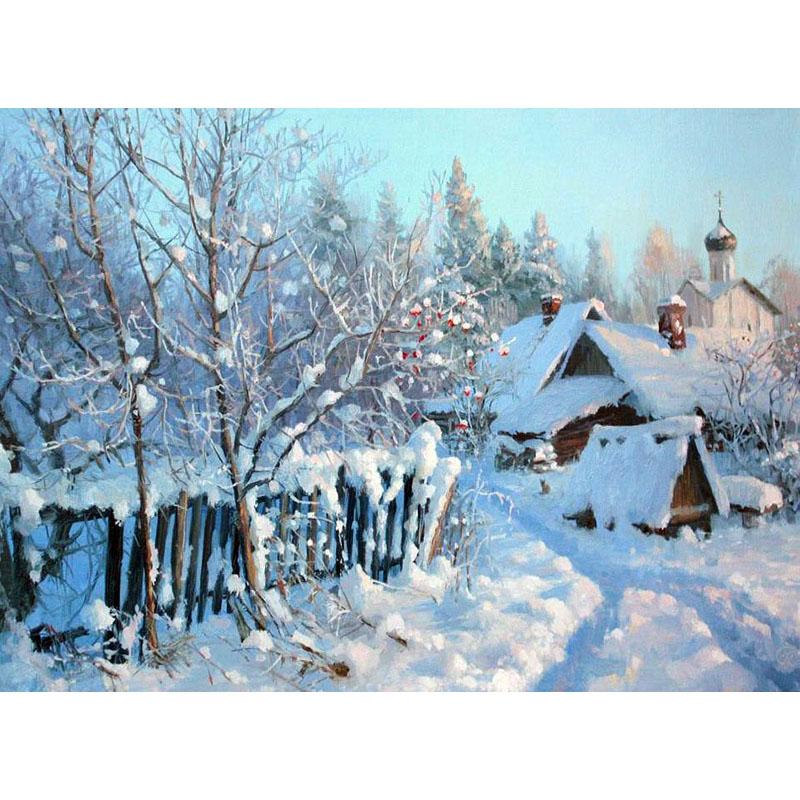DIY 5D Diamond Painting House Diamond Embroidery Winter Snow Scenery Full Square/Round