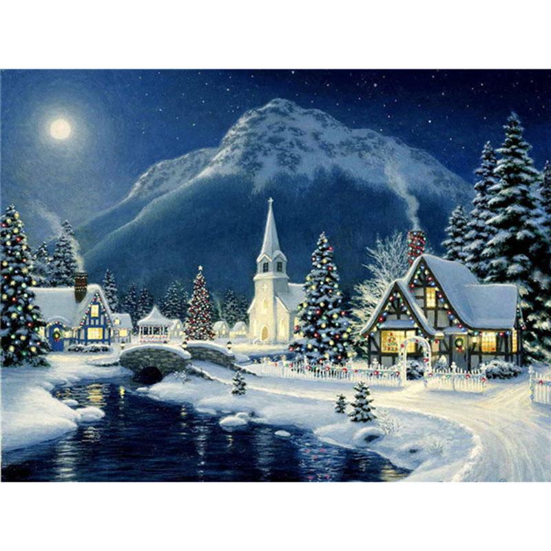 DIY 5D Diamond Painting House Diamond Embroidery Winter Snow Scenery Full Square/Round