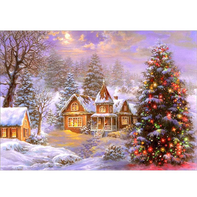 DIY 5D Diamond Painting House Diamond Embroidery Winter Snow Scenery Full Square/Round