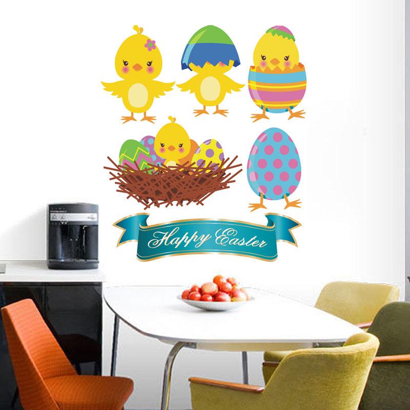 Happy Easter Egg Chicken Wall Sticker Living Room Bedroom Jh1037