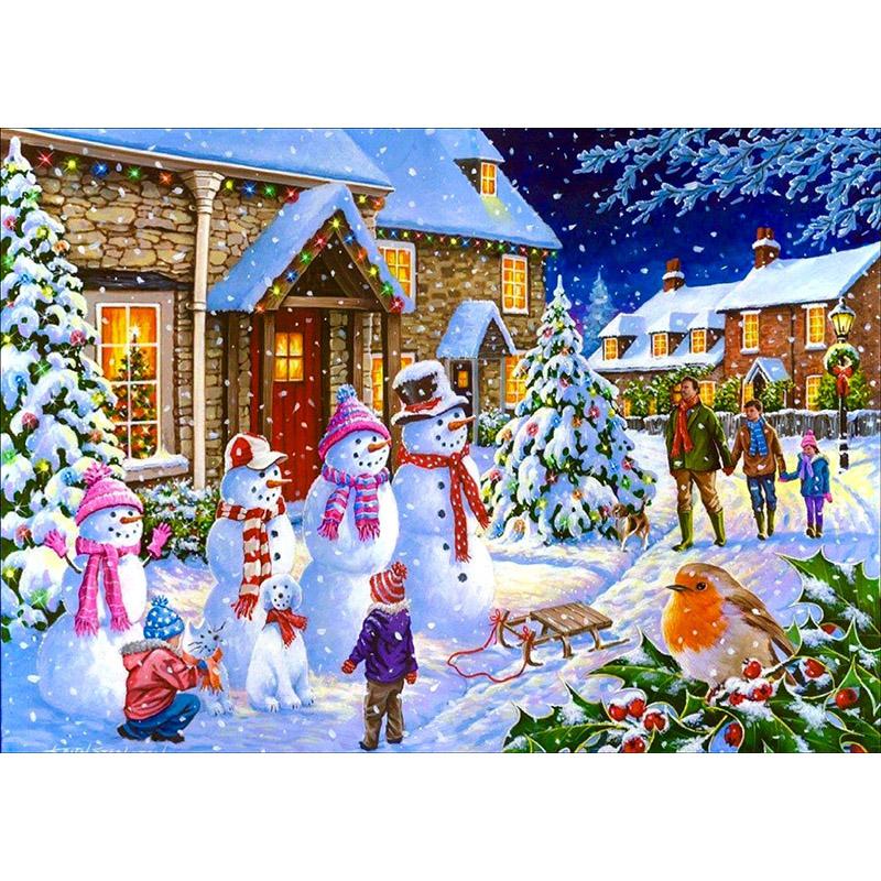DIY 5D Diamond Painting House Diamond Embroidery Winter Snow Scenery Full Square/Round