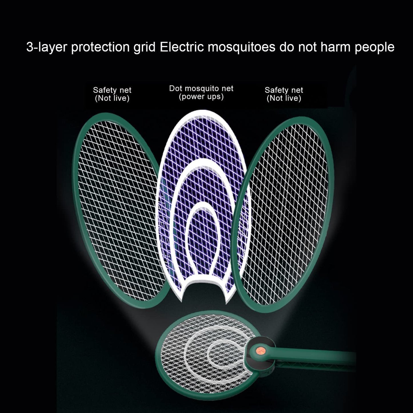 Mosquito Killer,Foldable Fly Swatter Bug Zapper Lamp,Racket 2 in 1,Auto-On Attract to Zap Flying Insects