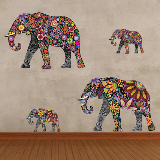 Four Elephant Wall Sticker Paste Animal Graffiti