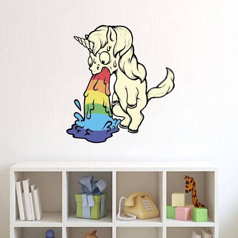 Funny Unicorn Vomiting Rainbow Toilet Sticker