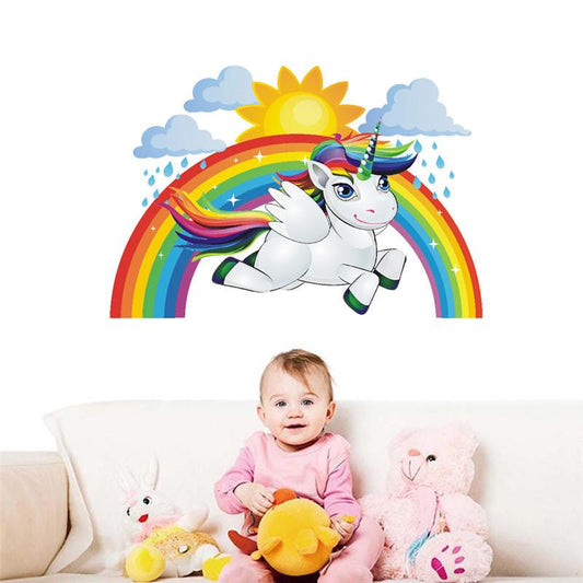 Unicorn Rainbow Sticker PVC Removable Children's Room Decoration Cartoon Wall Sticker