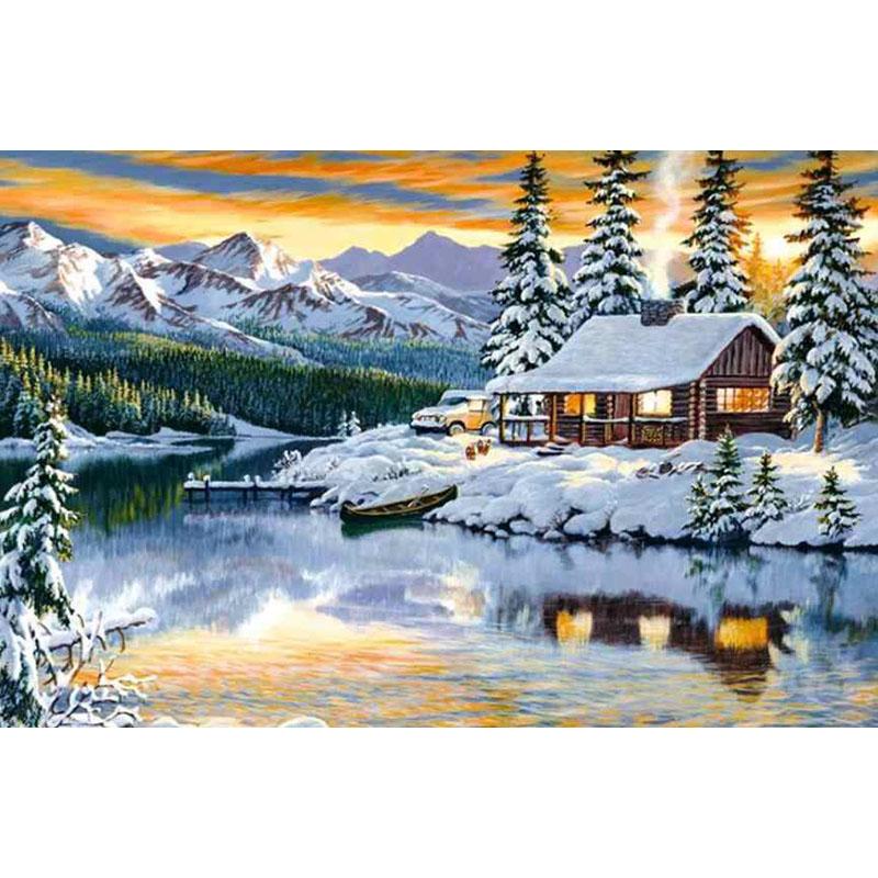 DIY 5D Diamond Painting House Diamond Embroidery Winter Snow Scenery Full Square/Round