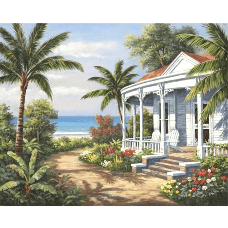 Seaside house No Framed DIY Oil Painting By Numbers Canvas Wall Art For Living Room Home Decor 40x50cm